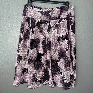 East 5th Petites Floral Chrysanthemum A-Line Skirt Purple & Black Size 10P